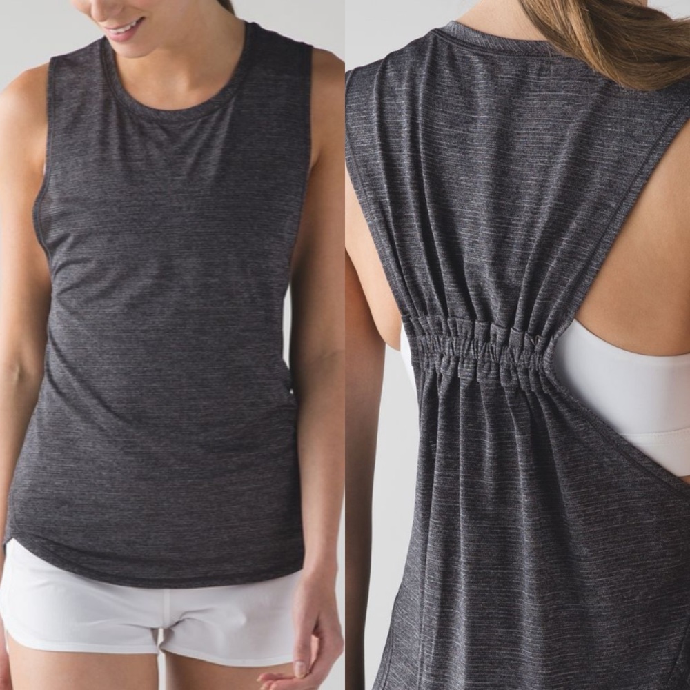 Lululemon In A Cinch Tank Heathered Black / Dark Gray